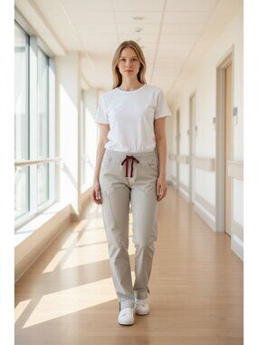 FIGS Gray Scrub Pants Womens Small Tall Technical Collection Drawstring Medical